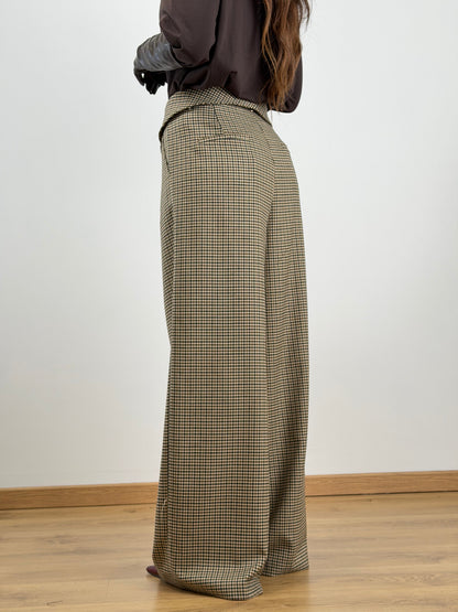 Pantaloni Lumina quadri cammello 260071