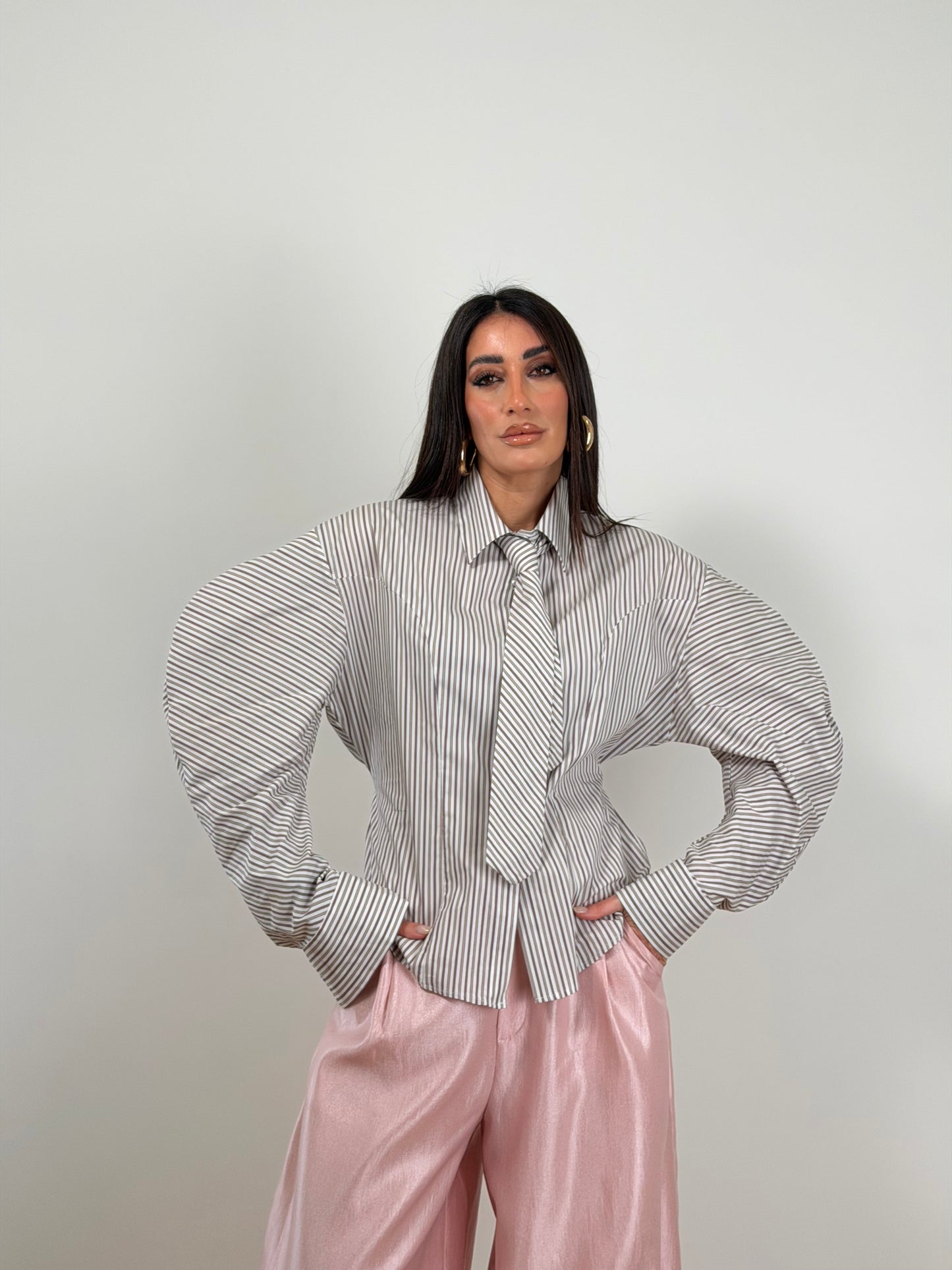 Camicia just west righe rosa 12614C