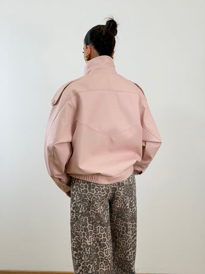 Jacket ecopelle rosa W5009