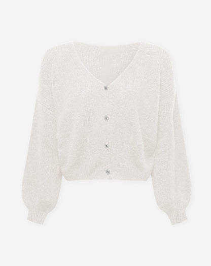 JOLIE V-NECK CARDIGAN CRÈME