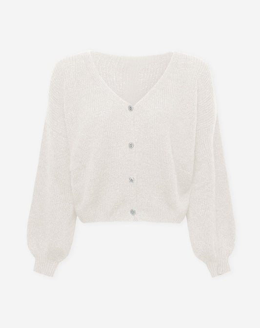 JOLIE V-NECK CARDIGAN CRÈME