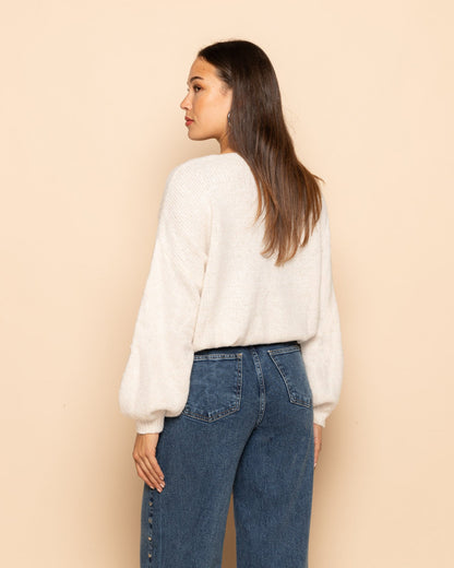 JOLIE V-NECK CARDIGAN CRÈME