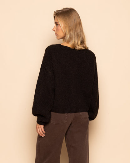 JOLIE V-NECK CARDIGAN DONKERBRUIN