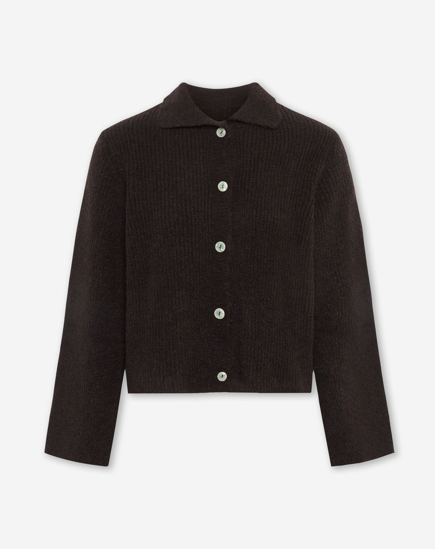 KNITTED POLO CARDIGAN DONKERBRUIN