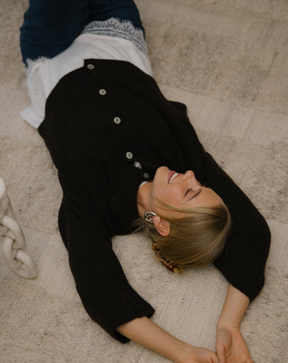 KNITTED POLO CARDIGAN DONKERBRUIN