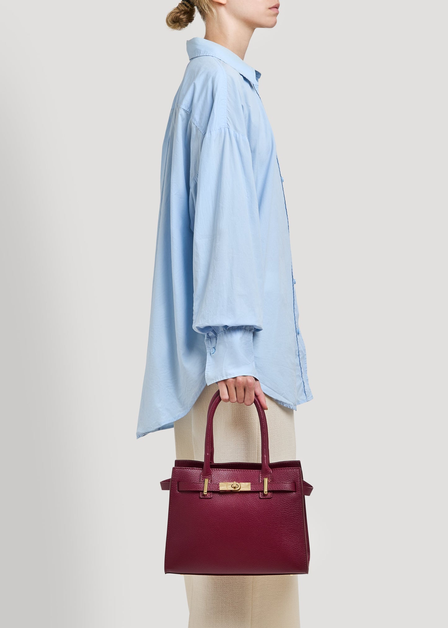 Borsa Grace in pelle Togo Borgogna