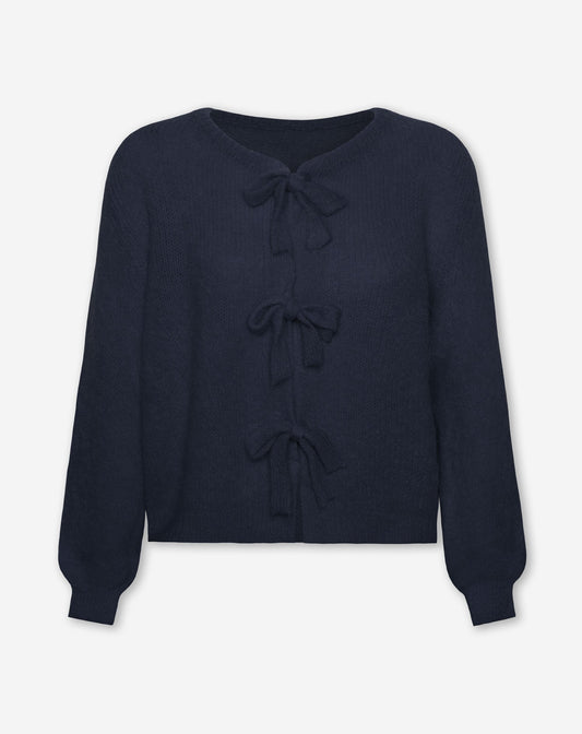 BOW CARDIGAN MARINEBLAUW