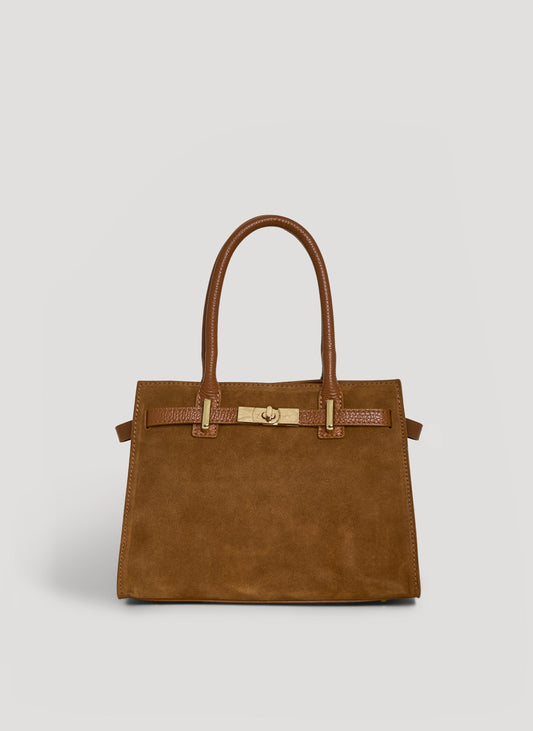 Borsa Grace in Camoscio e pelle Togo Cuoio