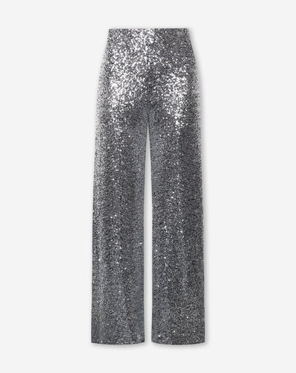 SEQUINS STRAIGHT LEG PANTALON PETITE ZILVER