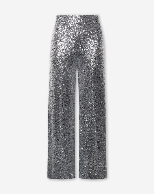 SEQUINS STRAIGHT LEG PANTALON PETITE ZILVER