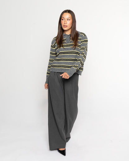STRIPE KNITTED POLO BOTERGEEL