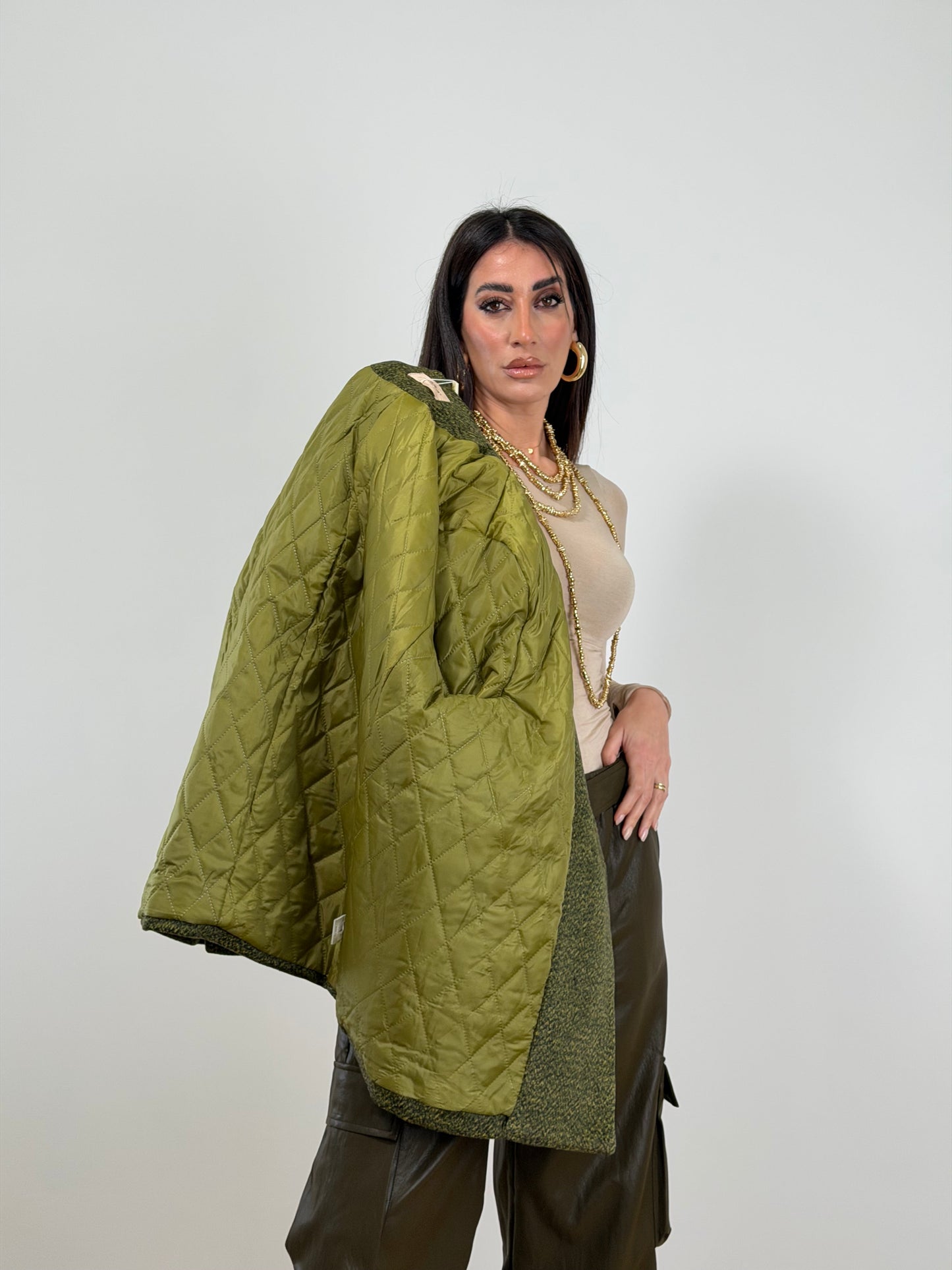 Blazer cappotto imbottito verde 48320