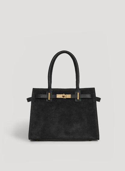 Borsa Grace in Camoscio e pelle Togo Nera