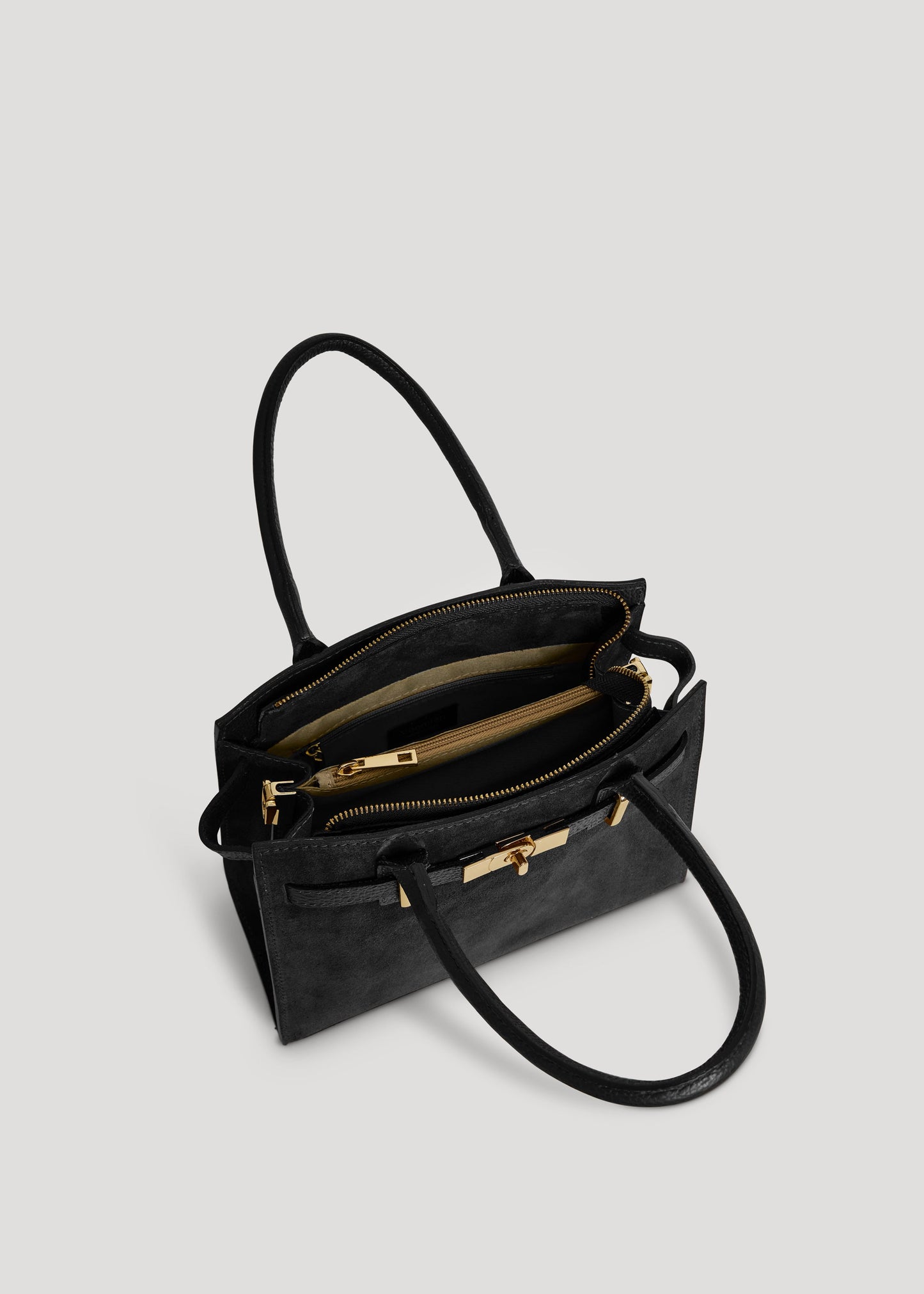 Borsa Grace in Camoscio e pelle Togo Nera