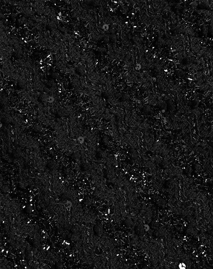 STRETCHY BOUCLE GLITTER WIDE LEG PANTS ZWART