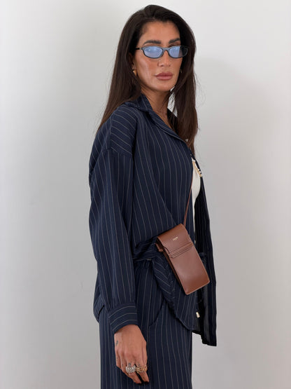 Coordinato blu gessato 25003
