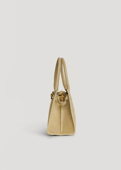 Borsa Grace in Camoscio e pelle Togo Taupe Chiaro