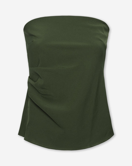 STRAPLESS RUCHED TOP LEGERGROEN