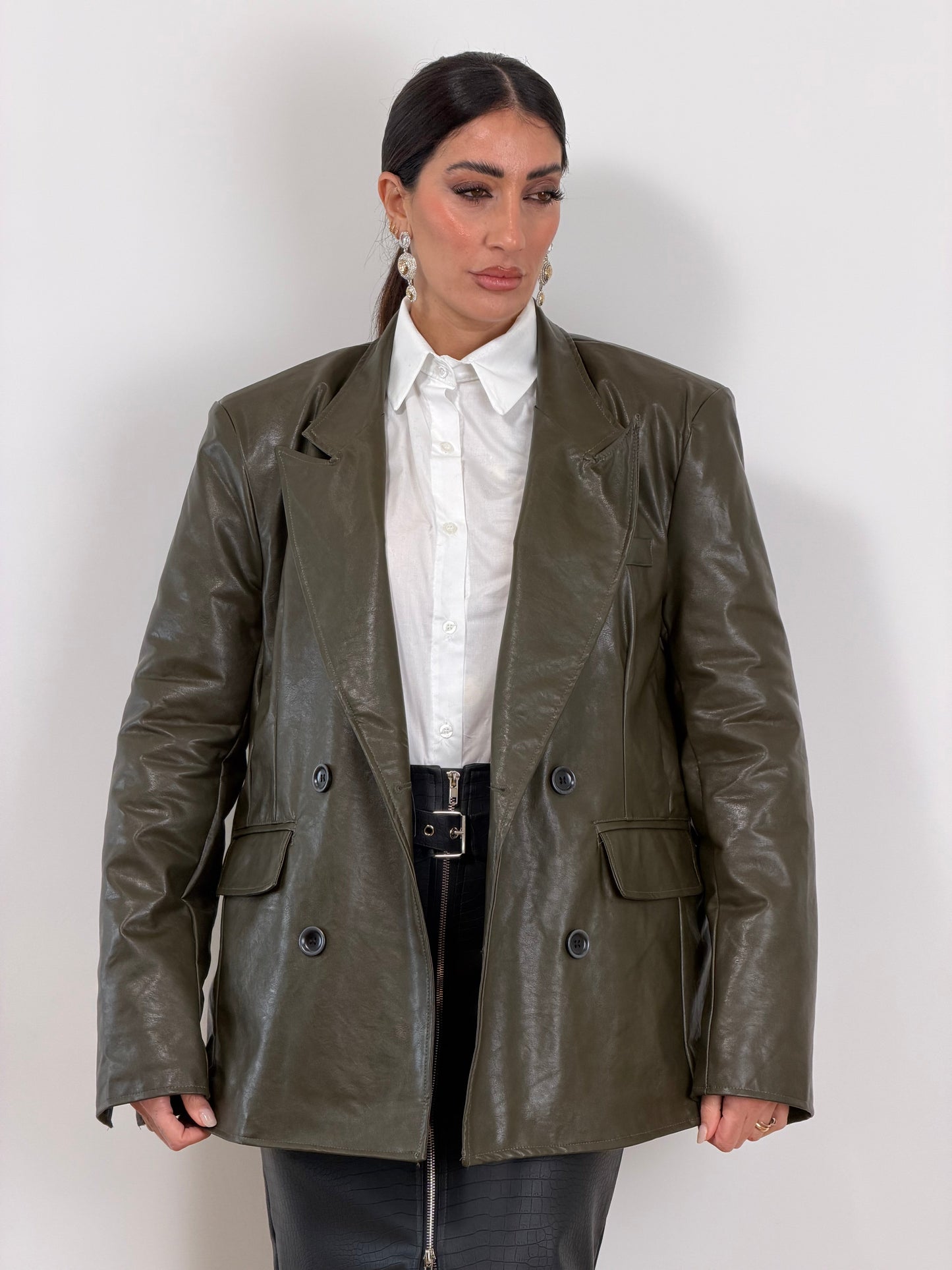 Blazer ecopelle verde w48510