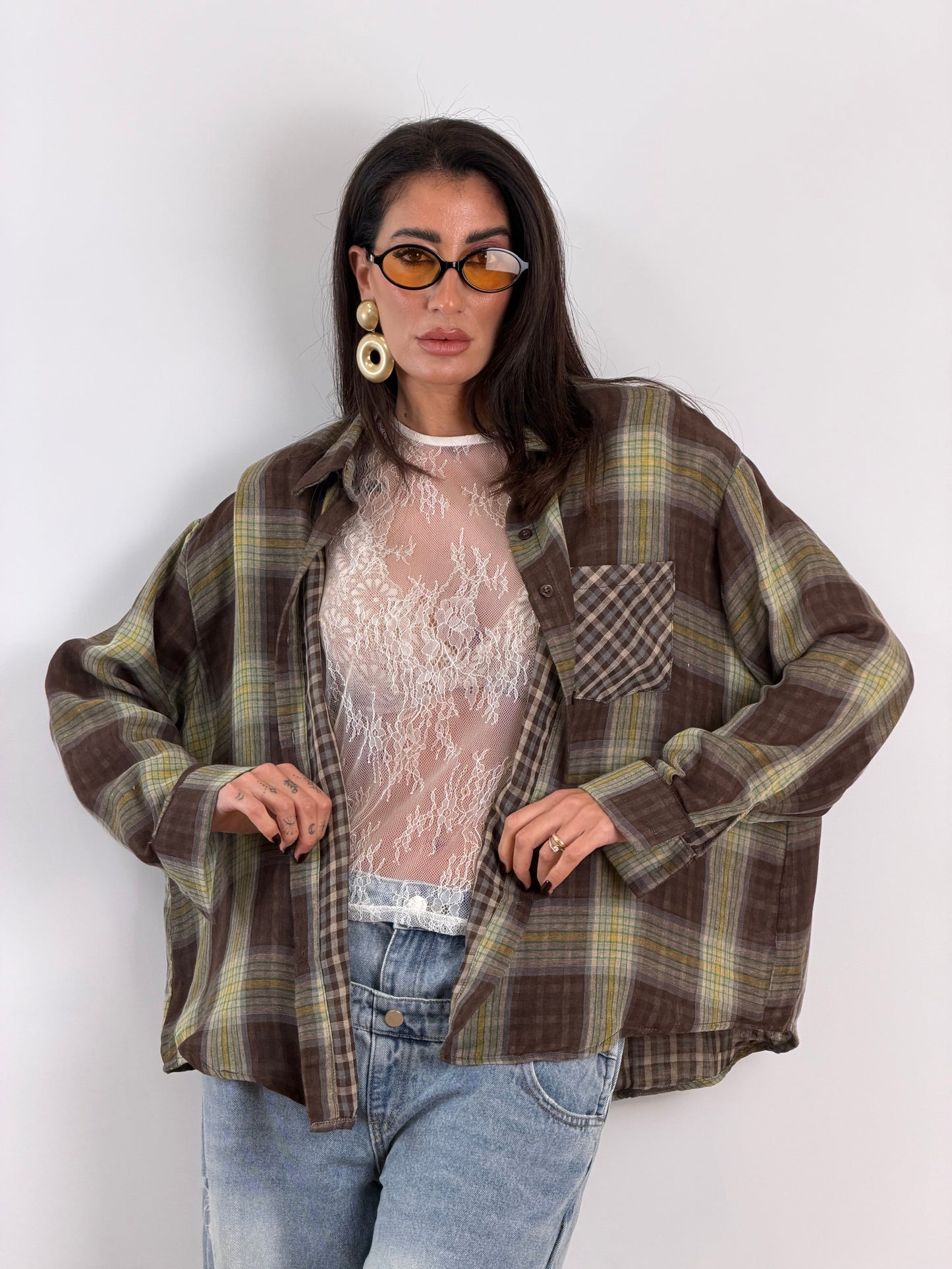 Camicia quadri marrone MF2708