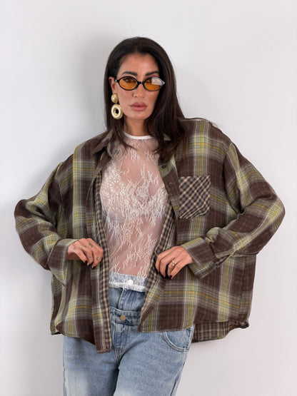 Camicia quadri marrone MF2708