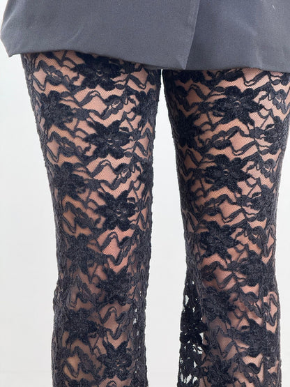 Pantaloni con ricami velluto zampetta 5761