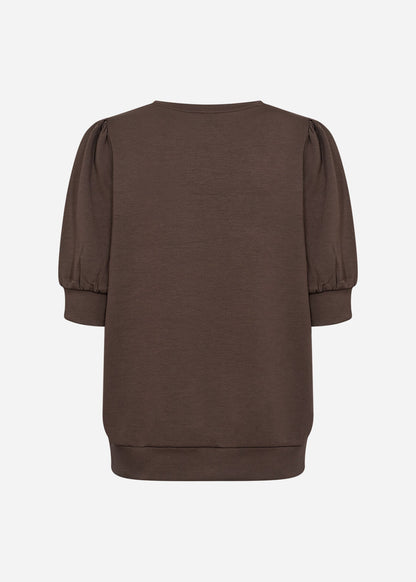 Elena™ – Blusa de Felpa con Mangas Cortas Marrón