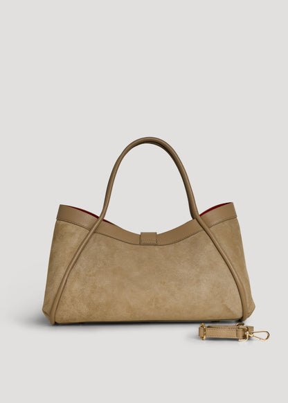 Borsa Mayfair in Camoscio e Pelle Togo Taupe chiaro