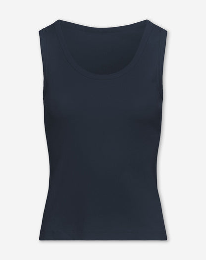 RIBBED SINGLET MARINEBLAUW