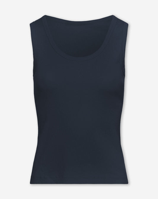 RIBBED SINGLET MARINEBLAUW