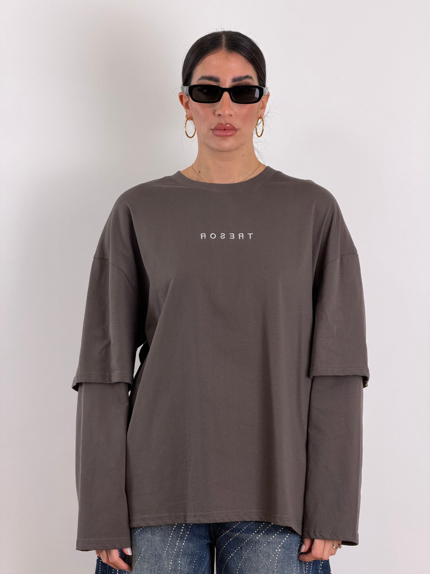 Maxi T shirt over grigio scuro 63992