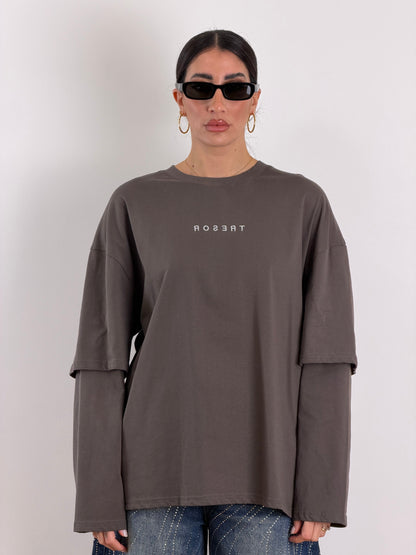 Maxi T shirt over grigio scuro 63992