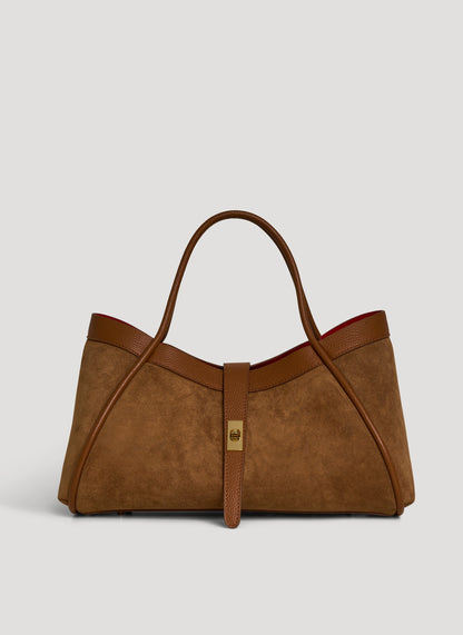 Borsa Mayfair in Camoscio e Pelle Togo Cuoio