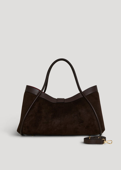 Borsa Mayfair in Camoscio e Pelle Togo Testa di moro