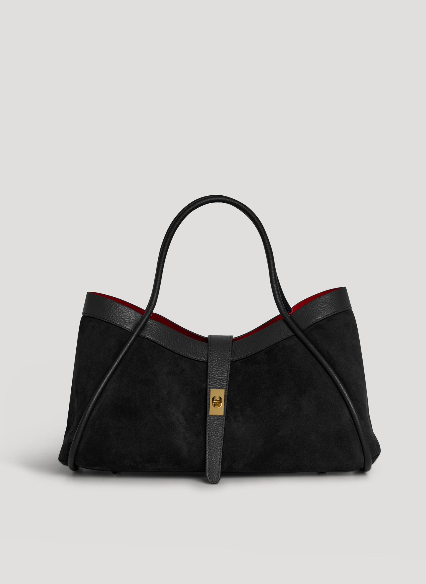 Borsa Mayfair in Camoscio e Pelle Togo Nera
