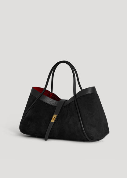 Borsa Mayfair in Camoscio e Pelle Togo Nera