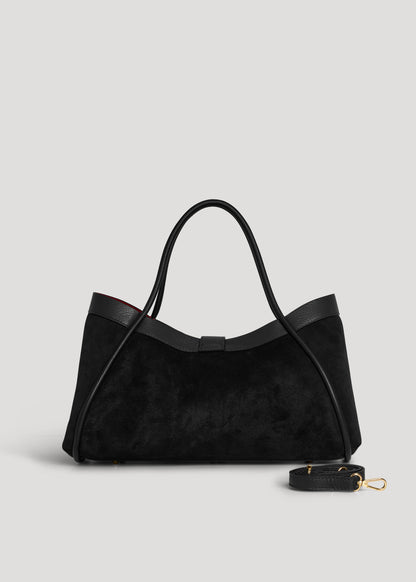Borsa Mayfair in Camoscio e Pelle Togo Nera
