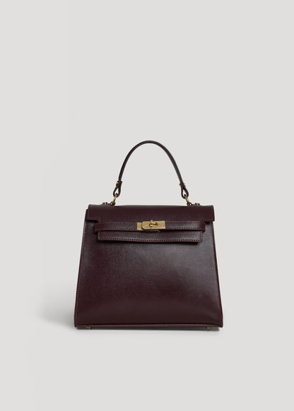Borsa Zaira in Vera pelle Saffiano Bordeaux