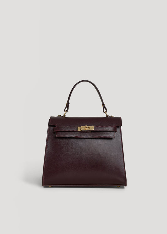 Borsa Zaira in Vera pelle Saffiano Bordeaux