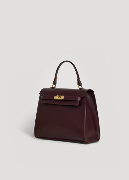 Borsa Zaira in Vera pelle Saffiano Bordeaux