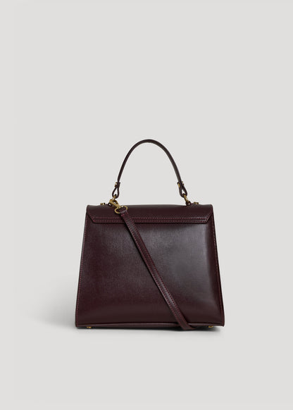 Borsa Zaira in Vera pelle Saffiano Bordeaux