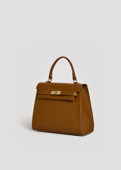 Borsa Zaira in Vera pelle Saffiano Cuoio