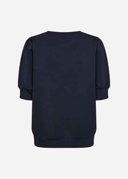 Elena™ – Blusa de Felpa con Mangas Cortas Azul Marino