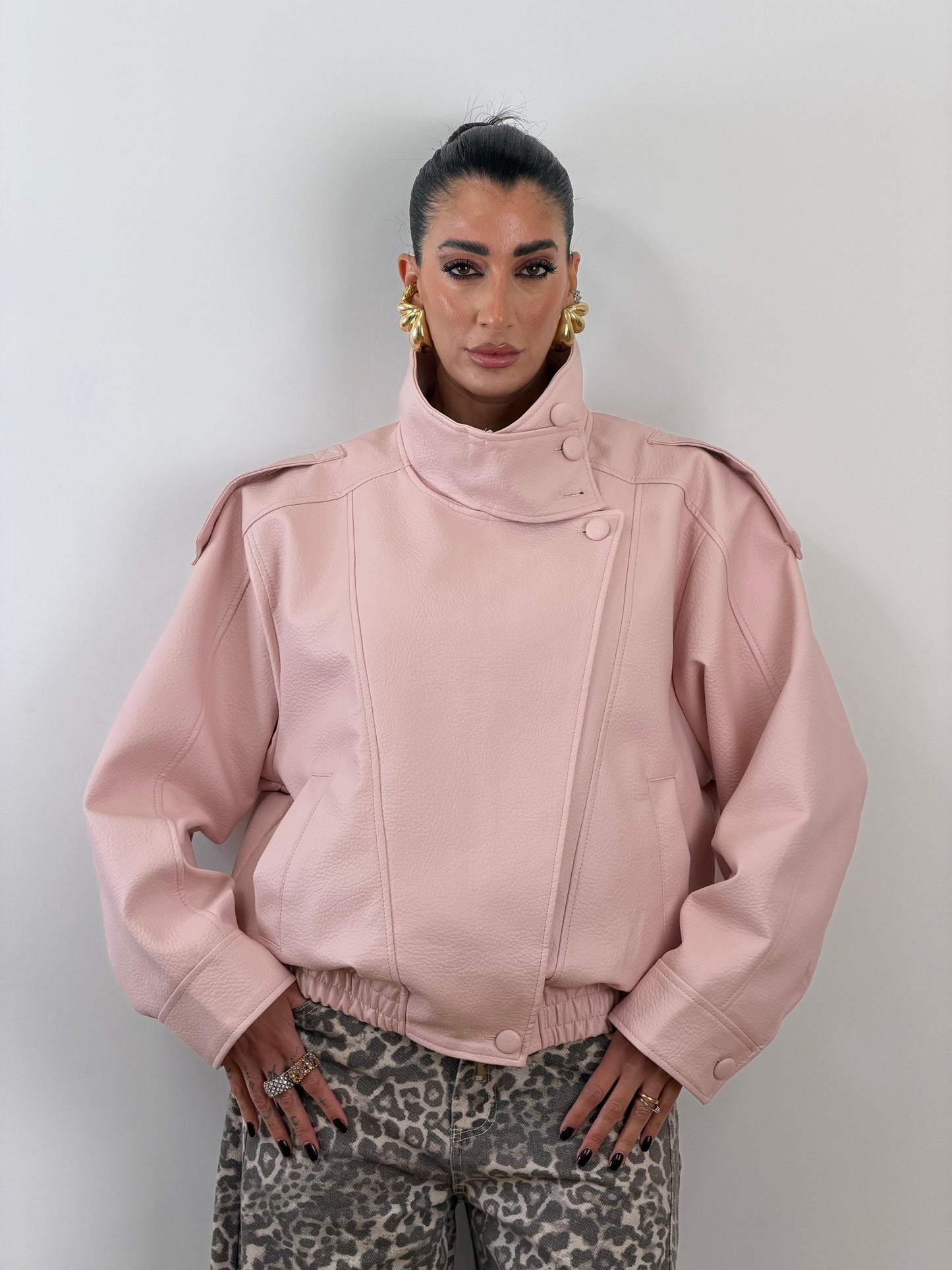 Jacket ecopelle rosa W5009