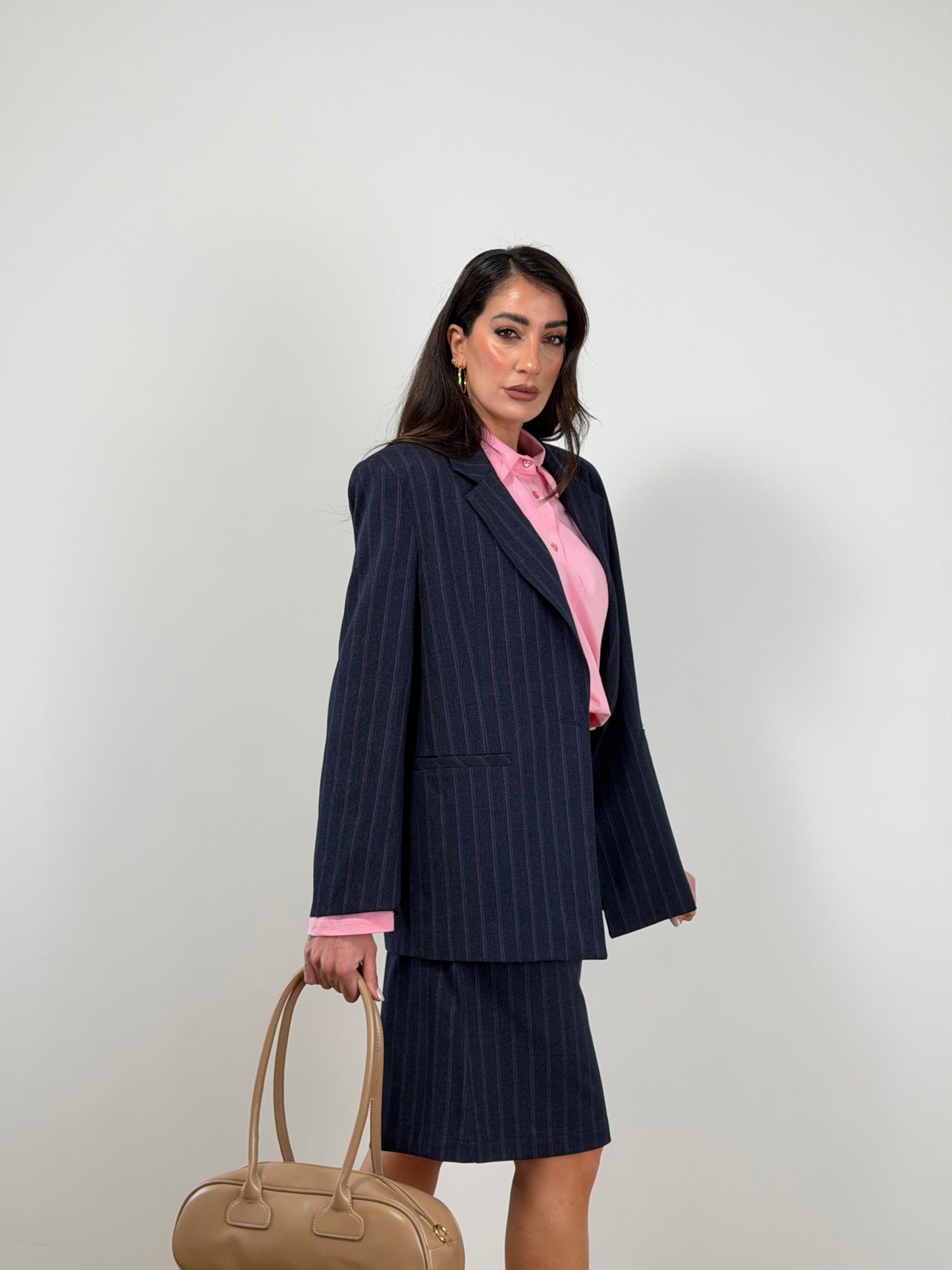 Blazer lumina  blue gessato violet 260042