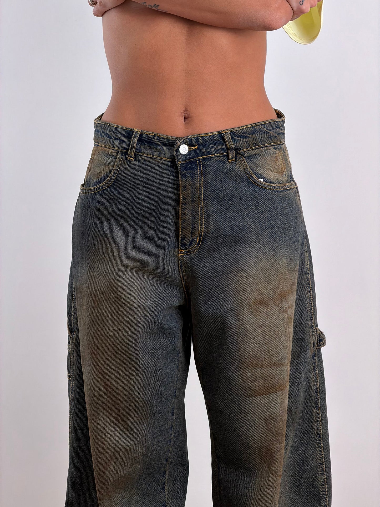 Jeans scuro sabbiato marrone GB071