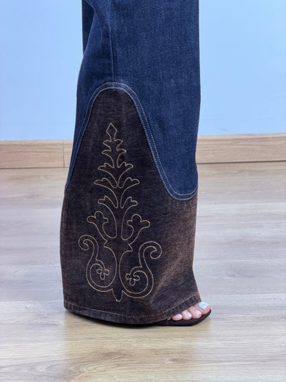Jeans con velluto marrone H5295