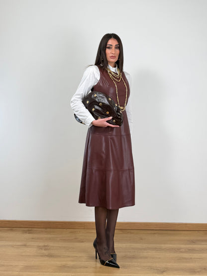 Abito longuette ecopelle bordo 20855