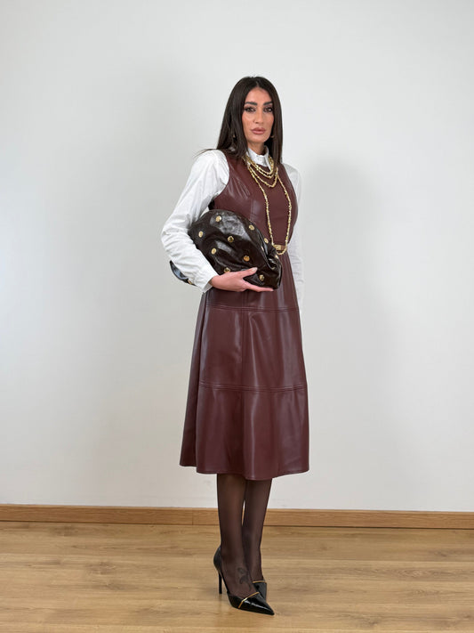 Abito longuette ecopelle bordo 20855