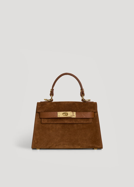 Borsa Victoria in Camoscio e Pelle Cuoio